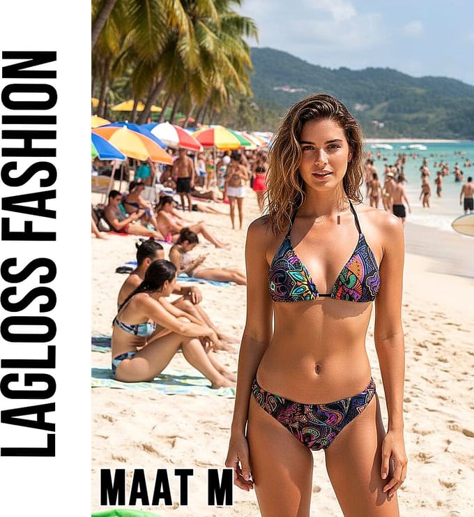 LaGloss® Sexy Retro Print Halterneck Bikini Set met Bindsluiting & Hoge Stretch - Maat M
