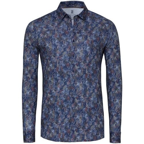 Desoto Overhemd Bold Flower Pattern Corduroy Donker Blauw / male