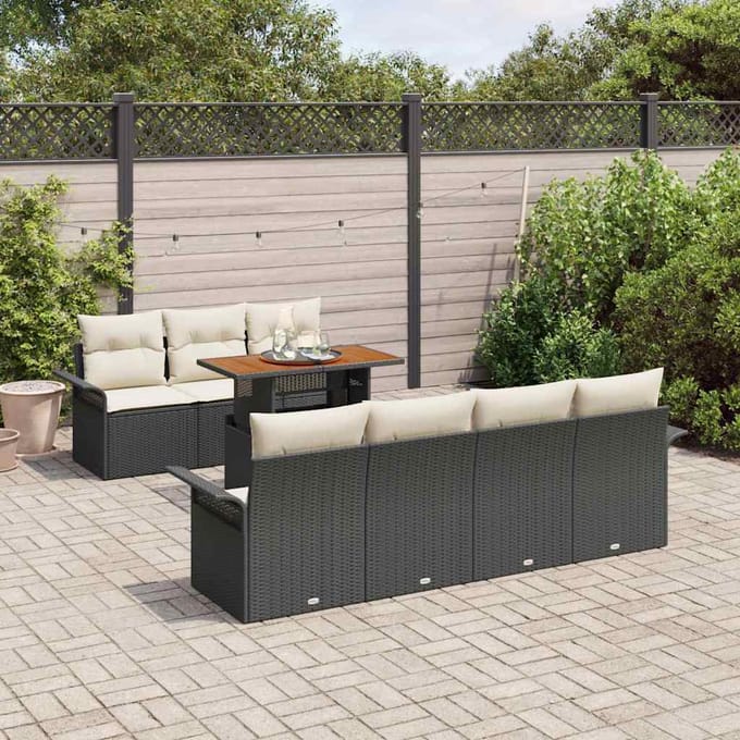 vidaXL - Tuinbank - Set - 8 - st - Zwart - en - crème