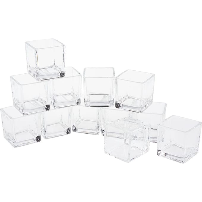VBS Theelichtglazen "Cube", 12 stuks