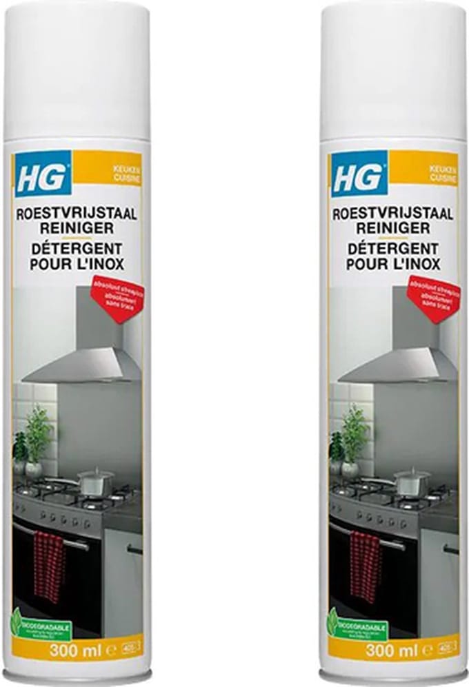 HG Roestvrijstaal Reiniger 2-pack met KD spons