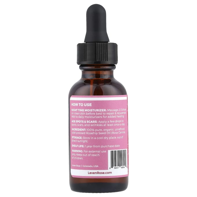 Leven Rose, 100% Pure Organic Rosehip Oil, 1 fl oz (30 ml)
