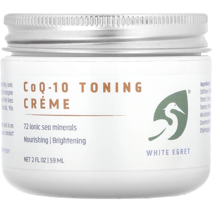 White Egret Personal Care, CoQ-10 Toning Cream, 2 fl oz (59 ml) white