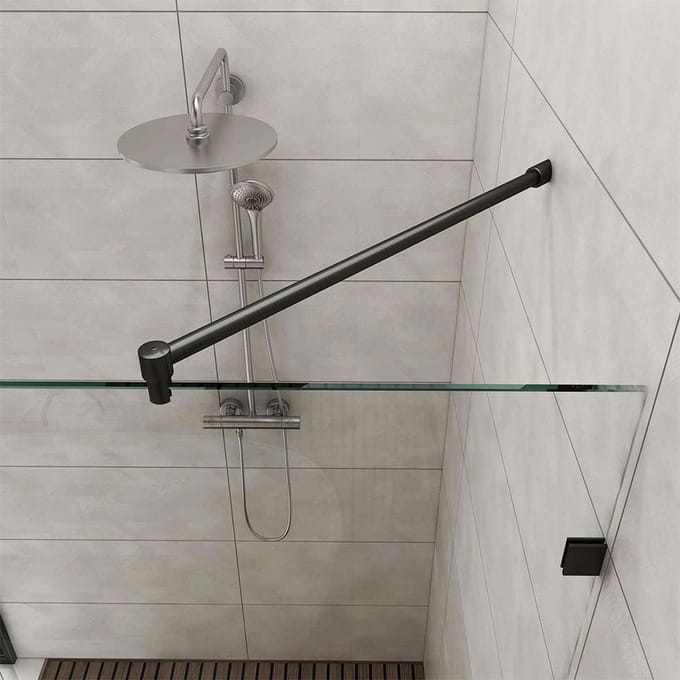Stabilisatiestang Douchewand Schuin Muurmontage Rond 125 cm - Zwart Geborsteld