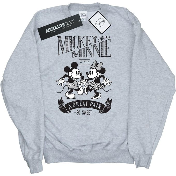 Disney Dames/Dames Mickey en Minnie Mouse Groot Paar Sweatshirt (Heide Grijs)