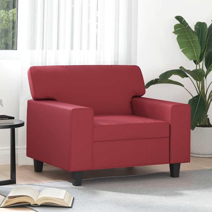 vidaXL - Fauteuil - 60 - cm - kunstleer - wijnrood