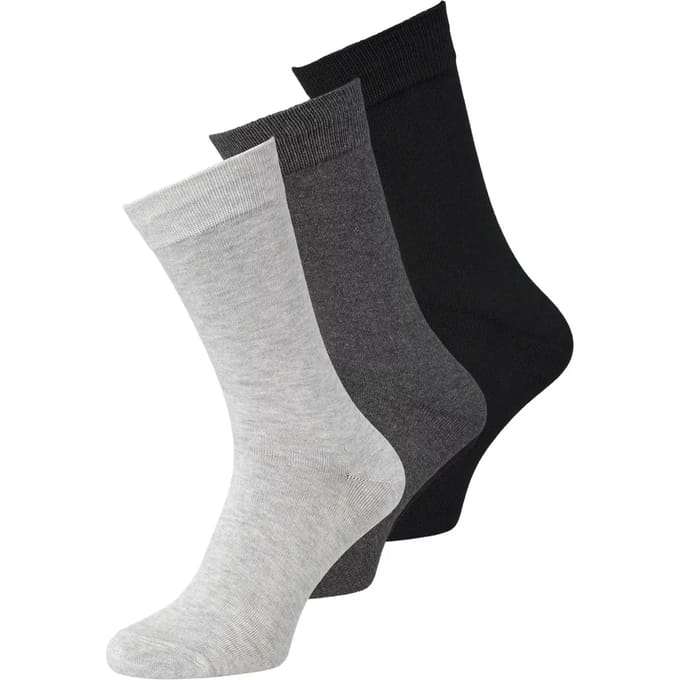 Jack & Jones Heren Sokken JACBASIC Bamboo Grijs/Zwart Bamboe Sokken 3-Pack - One Size