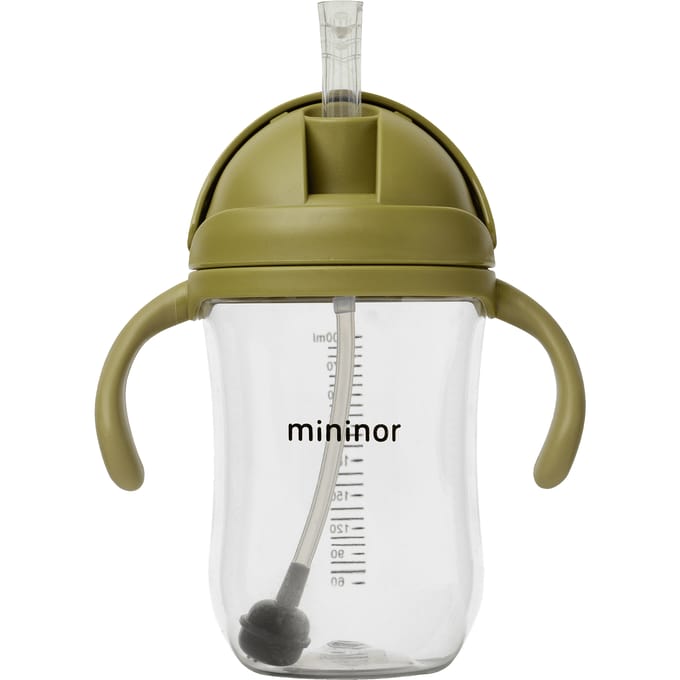 Mininor no-spill rietjesbeker - moss green - 330 ml - anti-lek - variabele flow