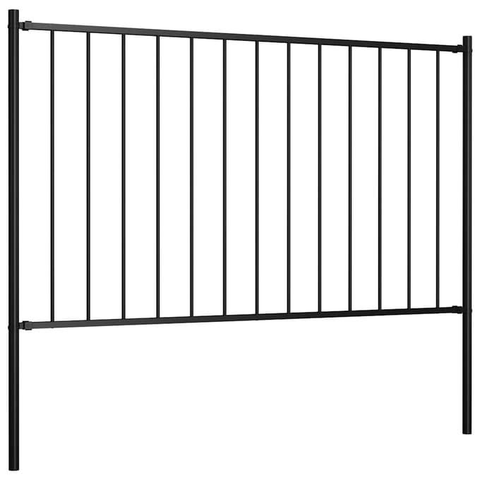 vidaXL - Schuttingpaneel - Woerden - met - stalen - palen - 1,7x1,25 - m - zwart