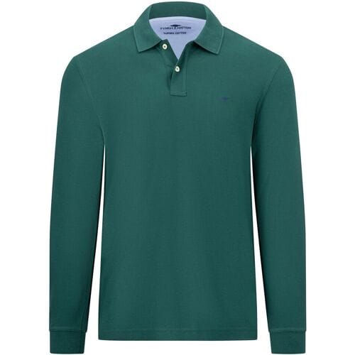 Fynch-Hatton Polo Uni Color Longsleeve Supima Cotton Dark Emerald / male