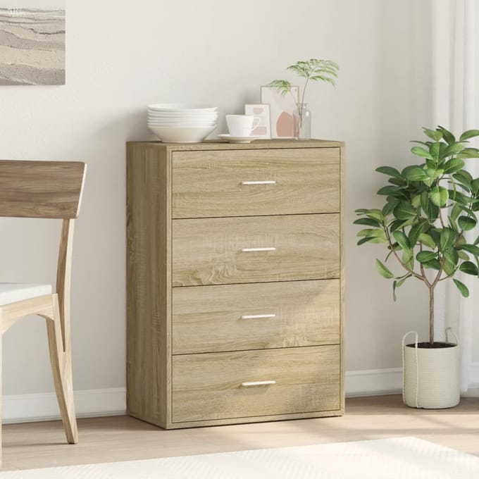 vidaXL - Dressoir - 60x31x84 - cm - bewerkt - hout - sonoma - eikenkleurig