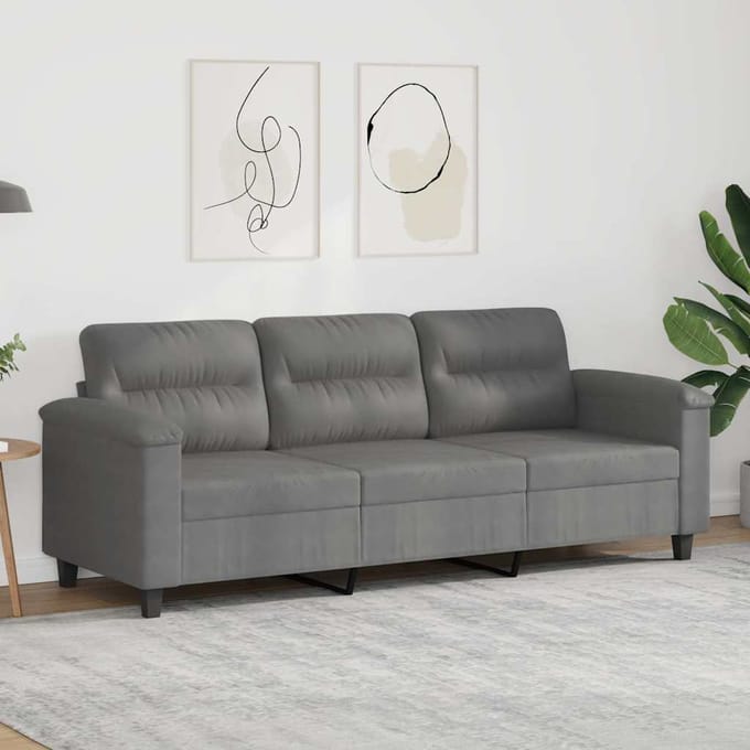 vidaXL - Driezitsbank - 180 - cm - microvezelstof - donkergrijs