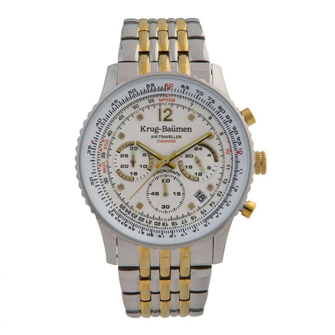 Krug Baumen 410102DS Air Traveller Diamond Heren Horloge 40mm