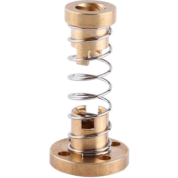 Anti-backlash veerbelaste eliminatie-openingsmoer voor T8-schroefdraadstang 3D-printeronderdeel beige