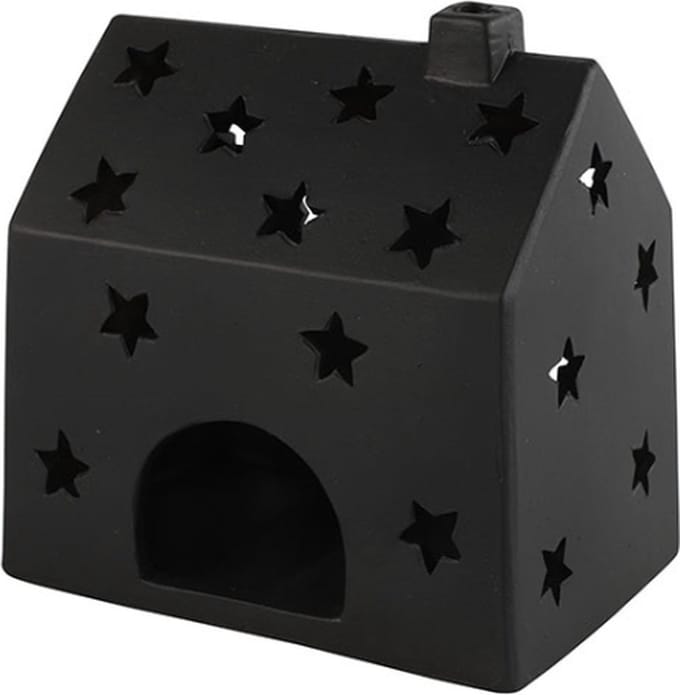 Theelichth huis Jule L zwart-L11,5B16,5H16,5CM