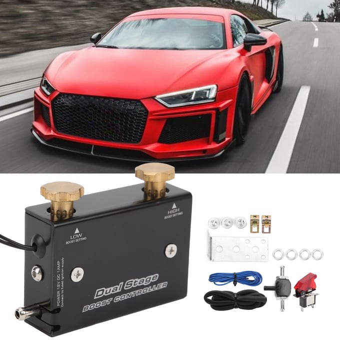 Auto Dubbelstaps Turbolader Boost Elektronische Controller Kit Aluminiumlegering voor 12V Auto Universeel