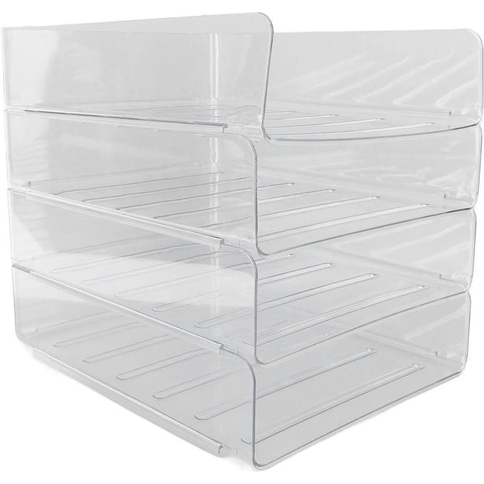 Bureau Brievenbak Set 4 Lagen Verdikt Transparant Multifunctioneel Stapelbaar A4 Papierbak white