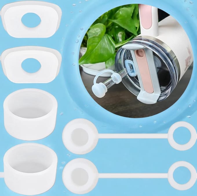 Klikkopers® - Stanley Cup Accessoires Set - 6 Leakproof Silicone Stoppers - Straw Lids - Vertraagde Lekkage
