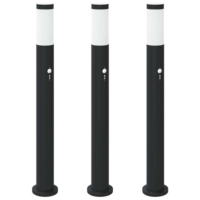 vidaXL Bolderverlichting met sensor 3 stuks 80 cm RVS IP44
