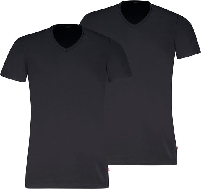 Levi's T-shirt V-Neck Zwart 2Pack - Maat L - Heren - Basic T-shirt