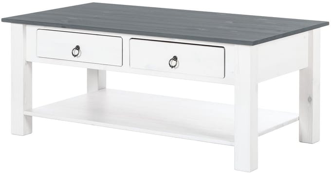Ines-Salontafel - 2-laden - Wit/Grijs Grenen