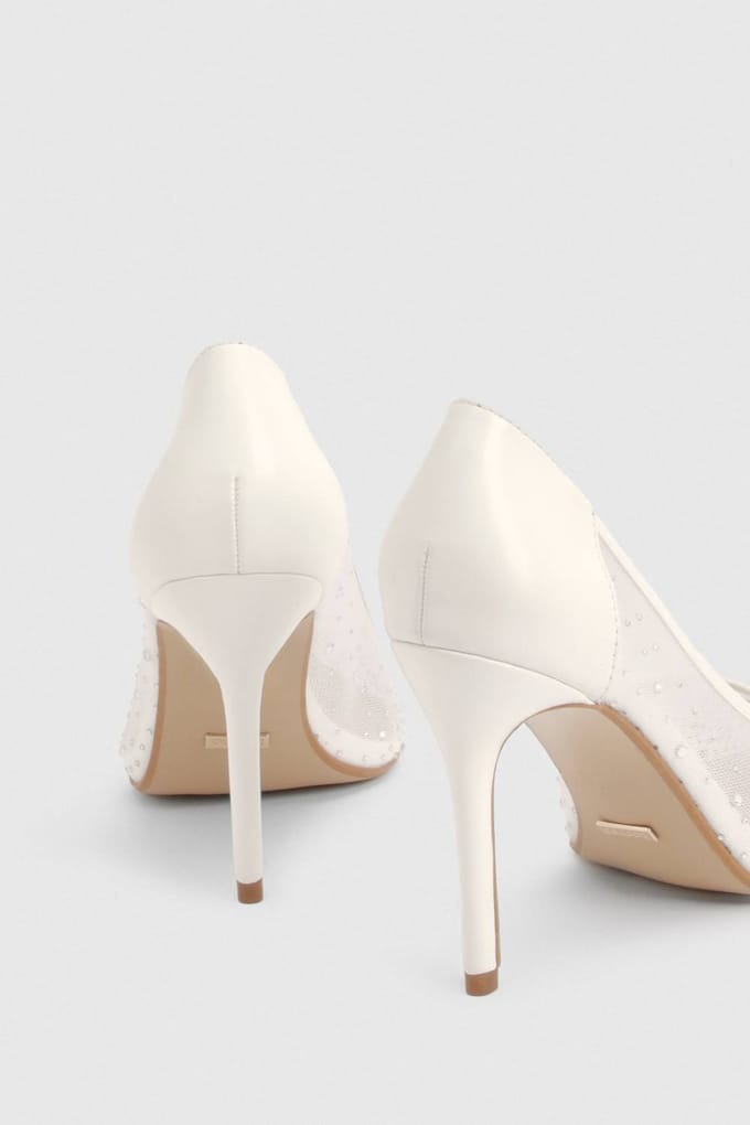 boohoo Dames Brede Pasvorm Bruiloft Versierde Pumps | Wit | Maat: 38