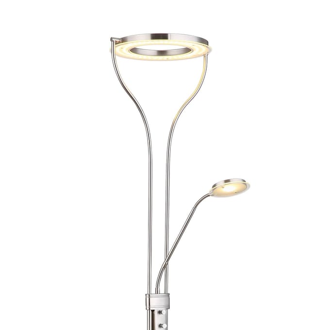 Globo LED vloerlamp Ebro, hoogte 194 cm, nikkelkleurig, 2-lamps.