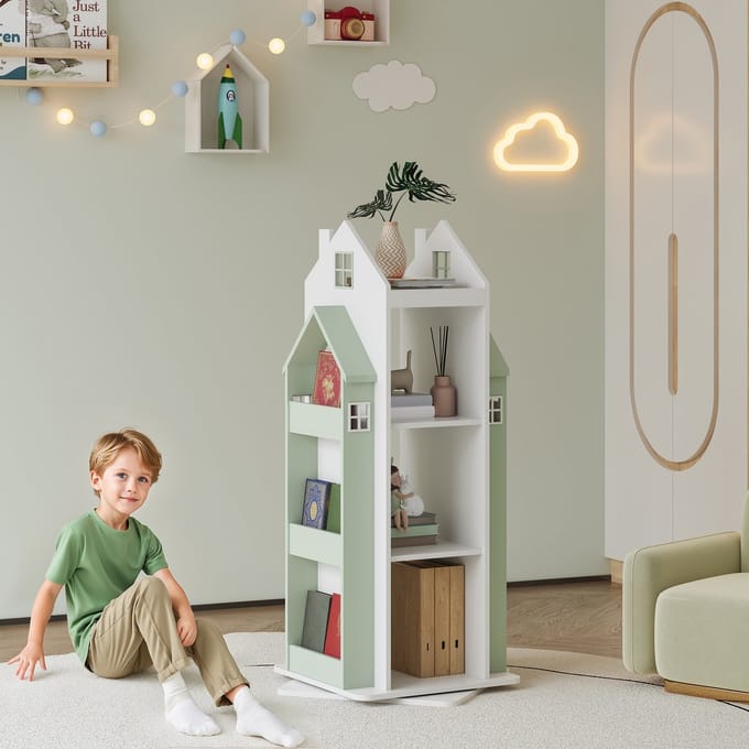 Kinderkast Vipsali 108x40x40 cm mintgroen en wit [en.casa]