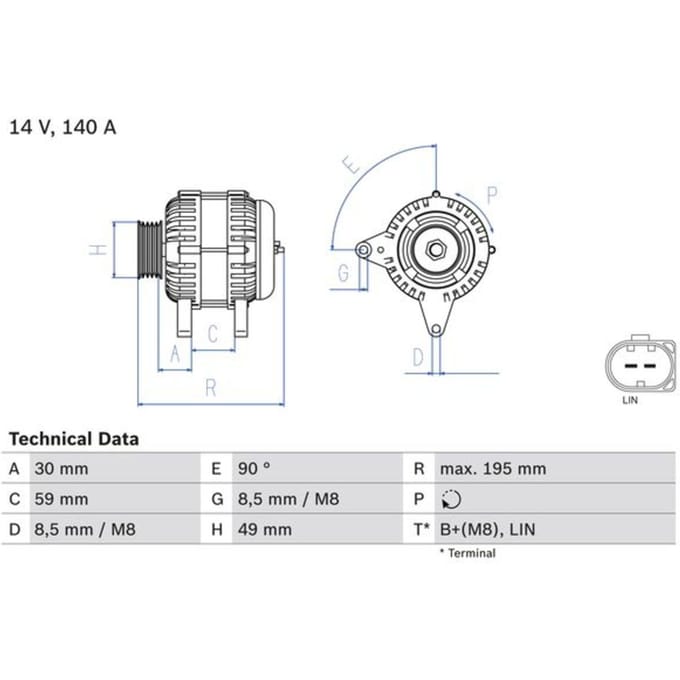 Dynamo / Alternator BOSCH 0 986 082 250