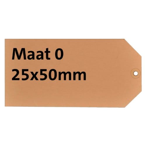 Label HF2 nr 0 200gr 25x50mm bruin 1000 stuks
