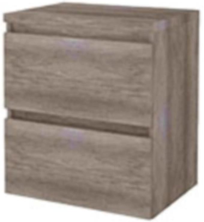 Basic-Line Start 46 Badkamermeubelset - 60 x 46 cm - Greeploos - 2 Lades - Wastafelblad - Scotch Oak