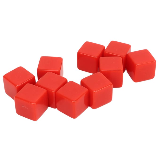30 Stuks 16mm Dobbelsteenset Zeszijdig Blanco Dobbelstenen Beschrijfbare Kubussen Spel voor Wiskundeonderwijs Educatie Rood rood
