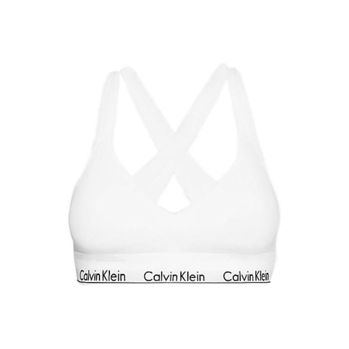 Calvin Klein Solide Col en V Coupe Slim Pull Soutien-gorge Sous-vêtements Femme QF1654E100 L white