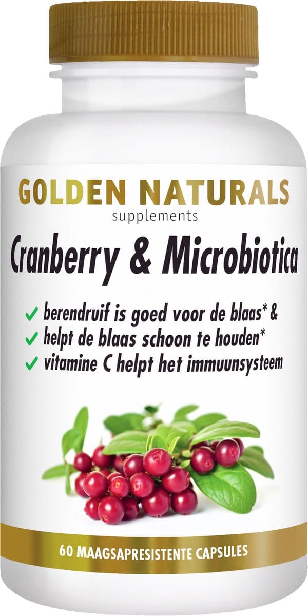 Golden Naturals Cranberry & Microbiotica (60 veganistische maagsapresistente capsules)