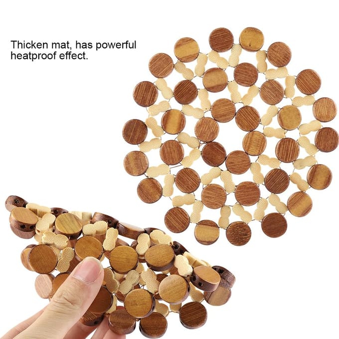 Ronde Bamboe Kop Pot Schotel Onderzetter Hittebestendige Tafelmat Placemat(Klein) beige