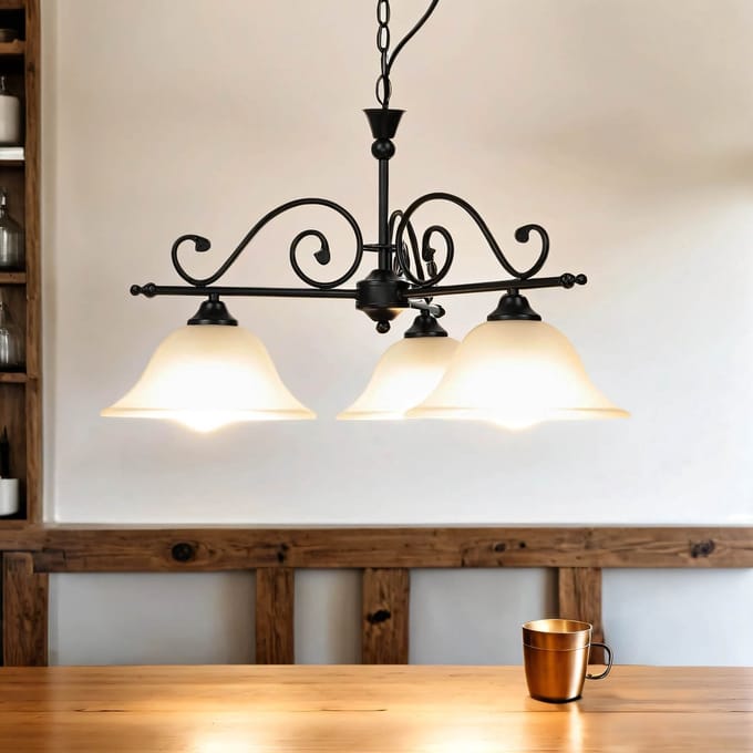 Licht-Erlebnisse - Dorothea - Hanglamp - E27 - van - Metaal Albasterglas - in - Zwart wit