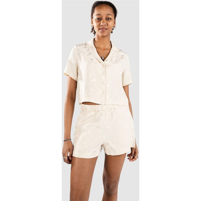 Brixton Silky Jacquard Button Down Hemd wit