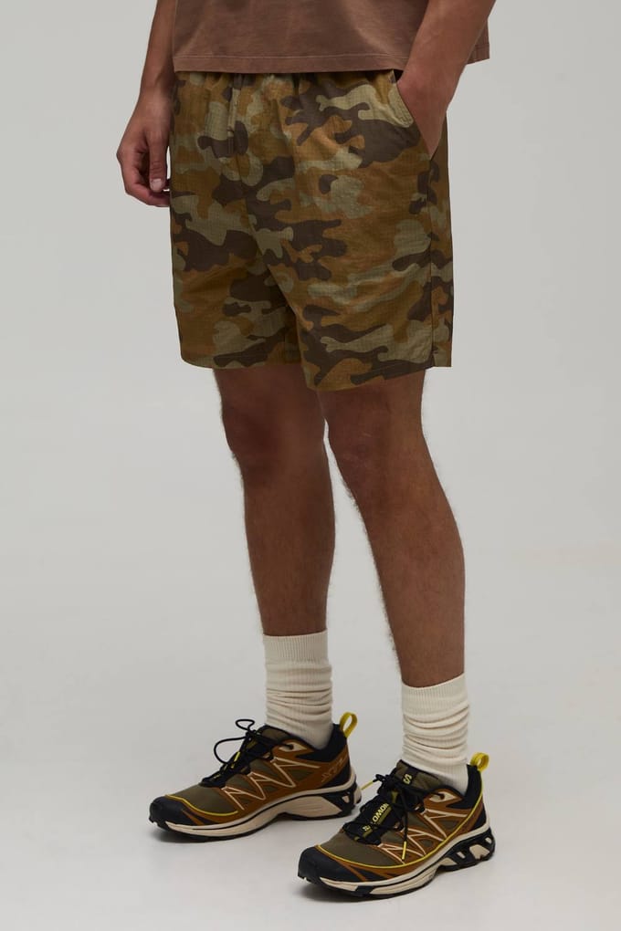 Ontspannen Camo Middellange Ripstop Short | Yellow | Size Small