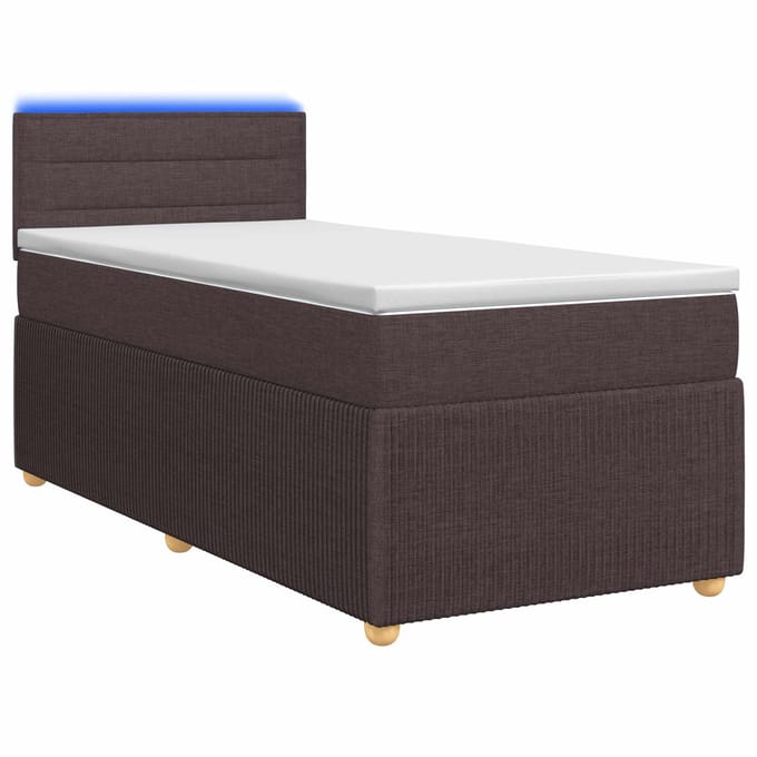 vidaXL - Boxspringbed - met - matras - Donkerbruin - 90 - x - 200 - cm - Stof