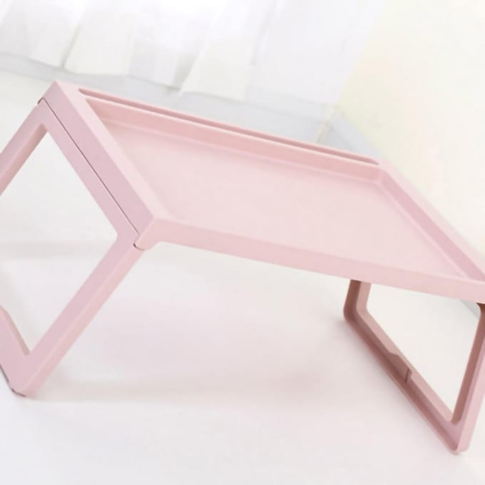 Laptop Bed Bureau PP Opvouwbaar Eenvoudig Naar Beneden Gegroefd Ontwerp Schootbureau Bedtafel met Oplaadgat voor 68x35.8x27.5cm