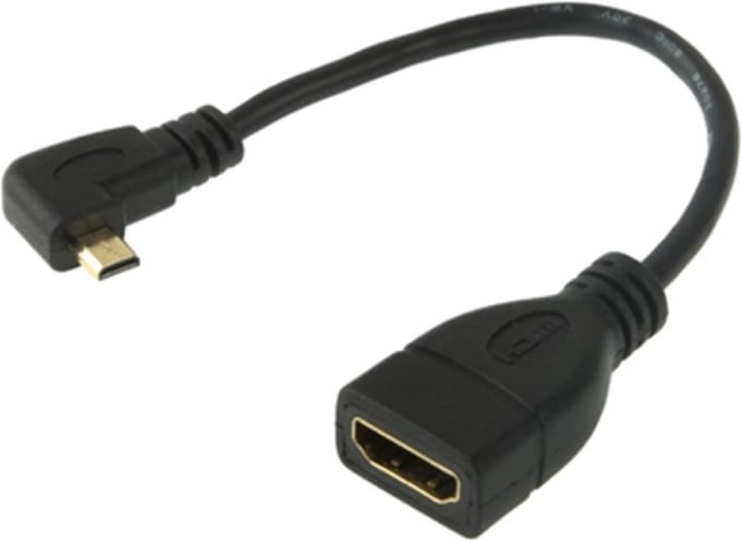 90 Graden Micro HDMI Rechts-richting mannetje naar HDMI vrouwtje kabel Adapter, Lengte: 17cm