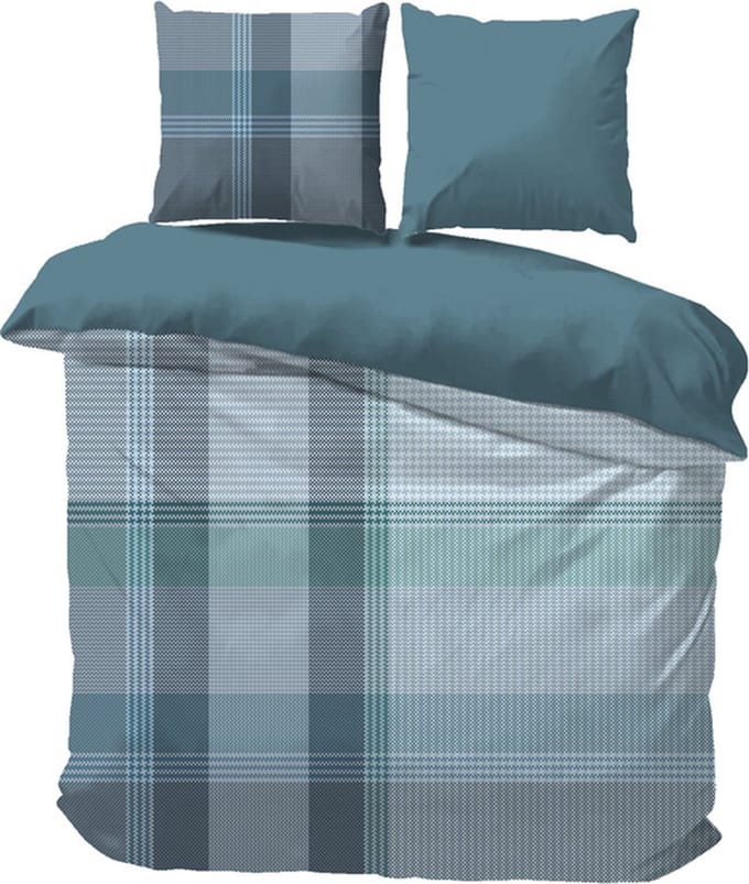 iSleep Dekbedovertrek Menno - Eenpersoons - 140x200/220 cm - Blauw