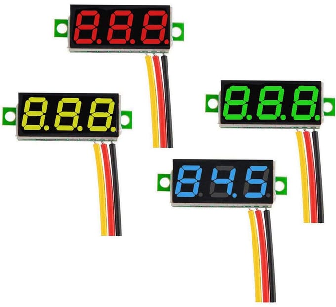 Mini Digitale Voltmeter 0-100V - 4 Stuks met 0,28 Inch LED Display en Ompolingsbeveiliging