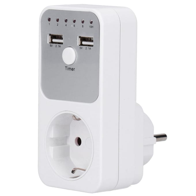 Minuterie numérique intelligente USB avec prise pour chargeur d'ordinateur et de téléphone