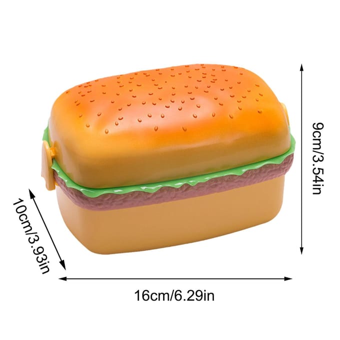 Draagbare nieuwe dubbele hamburger lunchbox schattige hamburger lunchbox lunchbox kinderlunchbox