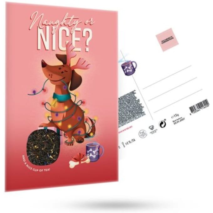 Cabinet of curiositeas - naughty or nice? dog thee wenskaart