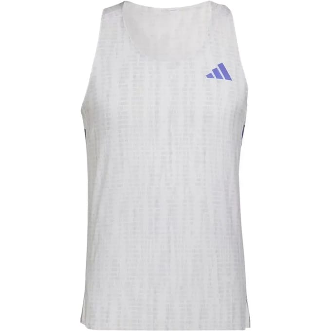 Adidas Adizero Tank Top T-shirts Heren - Wit - Maat XL - Poly Mesh