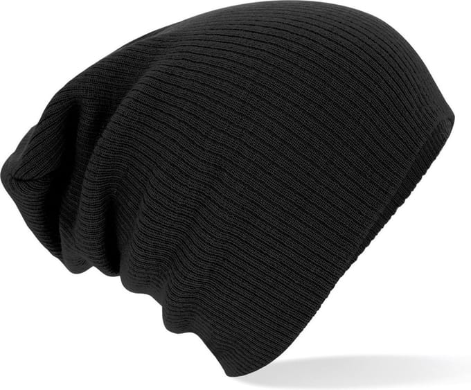 Beechfield Unisex Slouch Winter Beanie Hat (Zwart)