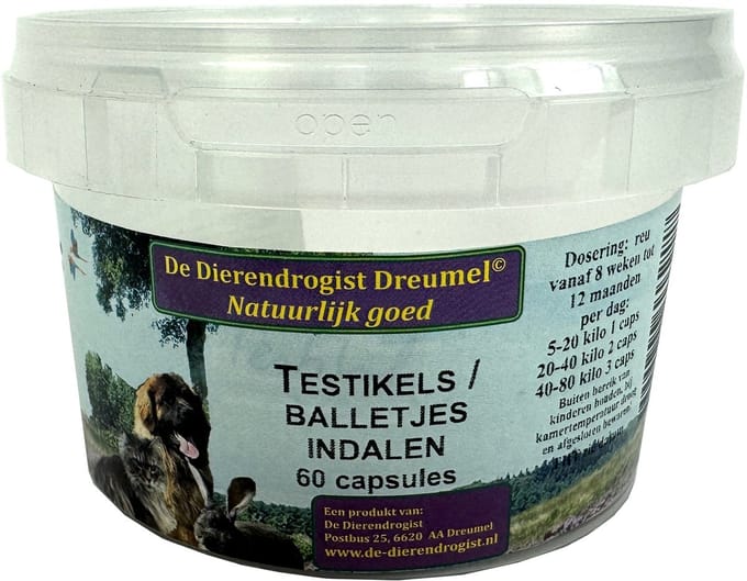 Testikels Indalen Capsules 60 St - Dierendrogist - Ondersteuning Indaalproces Mannelijke Honden