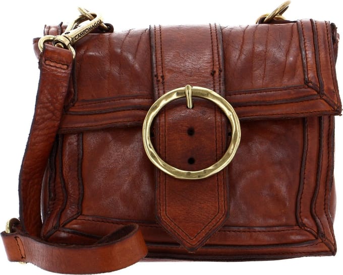 CAMPOMAGGI Leren Schoudertas Handtas Mini Crossbody Bag Cognac Bruine